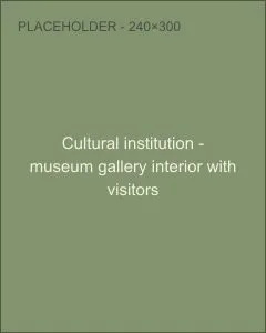 Museum gallery interior with visitors, representing multi-year operating plan work for a cultural institution